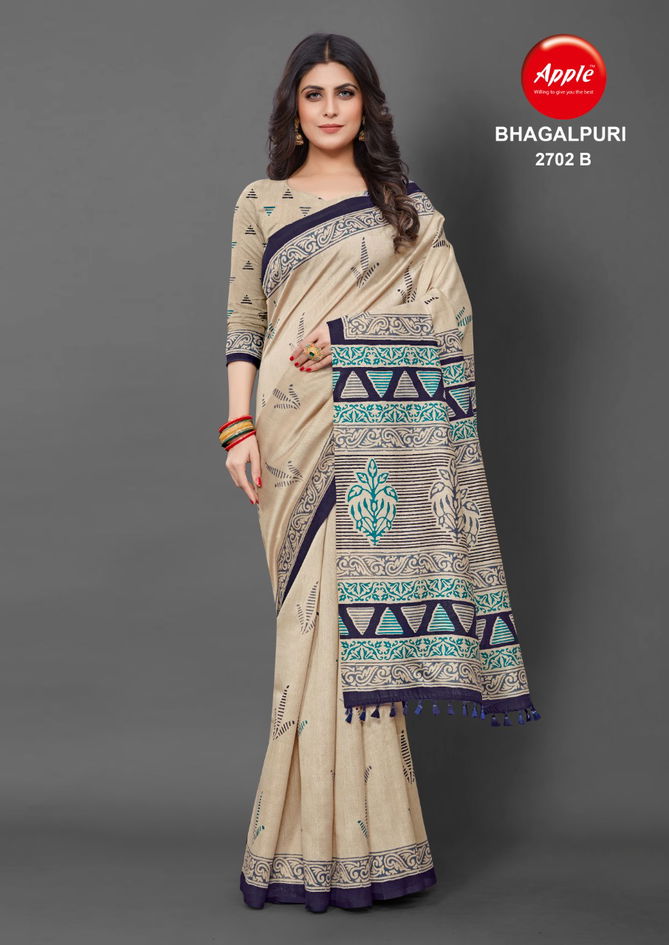 Apple Bhagalpuri 2702 Casual Wear Wholesale Bhagalpuri Silk Sarees
